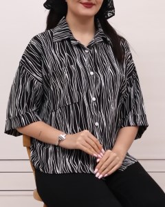 شومیز الیزه طرح دار (3ربع پاکتی)