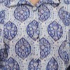 آبی-شومیز الیزه طرح سنتی (پایین گره جلو دکمه)
