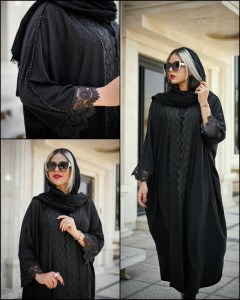 عبا زنانه تمام نگین(ترکیب گیپور-مروارید)