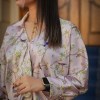 تاپلند-شومیز ساتن پایین گره (باغ پرنده(6957)زمینه کرم)