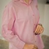 صورتی-شومیز مانتویی لینن طرح دار (نگینی)