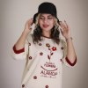 زرشکی-ست تیشرت باکسی+شلوار (گل برجستهALAMOF)