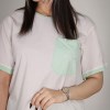 سفید/سبز پاستیلی-ست پنبه تیشرت شلوار (تک جیب-گلدوزی)